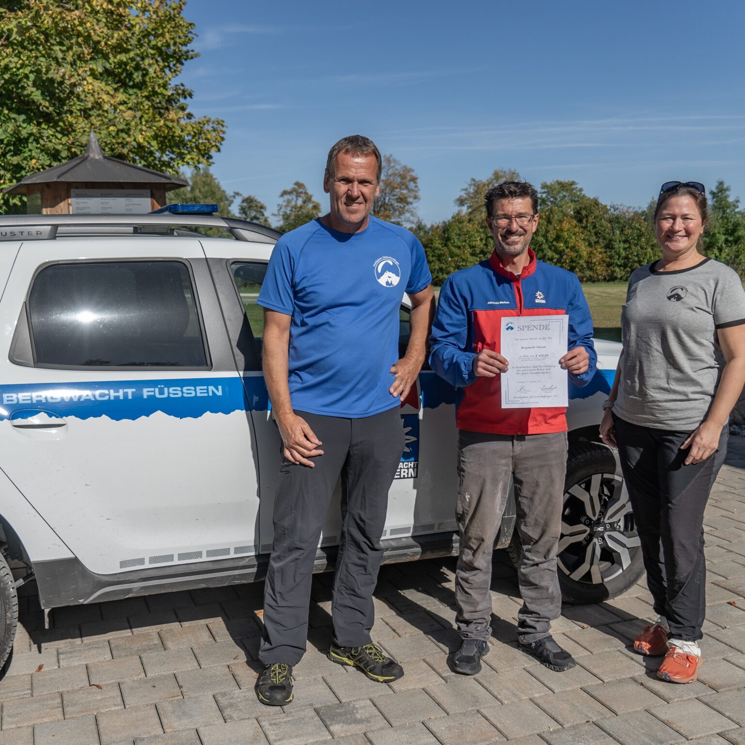 Ostallgäuer Gleitschrimflieger Spenden 610 Euro an die Bergwacht Füssen